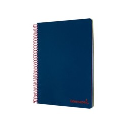 Cuaderno espiral liderpapel a5 micro wonder tapa plastico 120h 90g cuadro 5mm 5 bandas 6 taladros color azul marino