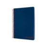 Cuaderno espiral liderpapel a5 micro wonder tapa plastico 120h 90g cuadro 5mm 5 bandas 6 taladros color azul marino