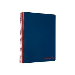 Cuaderno espiral liderpapel a5 micro wonder tapa plastico 120h 90g cuadro 5mm 5 bandas 6 taladros color azul marino