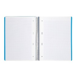 Cuaderno espiral liderpapel a5 micro wonder tapa plastico 120h 90g cuadro 5mm 5 bandas 6 taladros color azul marino