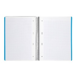 Cuaderno espiral liderpapel a5 micro wonder tapa plastico 120h 90g cuadro 5mm 5 bandas 6 taladros color negro
