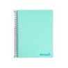 Cuaderno espiral liderpapel a5 micro wonder tapa plastico 120h 90g cuadro 5mm 5 bandas 6 taladros color verde