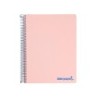Cuaderno espiral liderpapel a5 micro wonder tapa plastico 120h 90g cuadro 5mm 5 bandas 6 taladros color rosa
