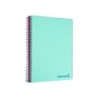 Cuaderno espiral liderpapel a5 micro wonder tapa plastico 120h 90g cuadro 5mm 5 bandas 6 taladros color verde