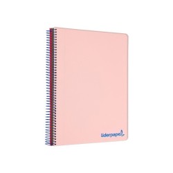 Cuaderno espiral liderpapel a5 micro wonder tapa plastico 120h 90g cuadro 5mm 5 bandas 6 taladros color rosa