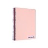 Cuaderno espiral liderpapel a5 micro wonder tapa plastico 120h 90g cuadro 5mm 5 bandas 6 taladros color rosa