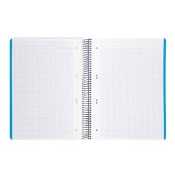 Cuaderno espiral liderpapel a5 micro wonder tapa plastico 120h 90g cuadro 5mm 5 bandas 6 taladros color celeste
