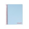 Cuaderno espiral liderpapel a5 micro wonder tapa plastico 120h 90g cuadro 5mm 5 bandas 6 taladros color celeste