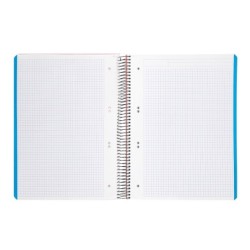 Cuaderno espiral liderpapel a5 micro wonder tapa plastico 120h 90g cuadro 5mm 5 bandas 6 taladros color naranja