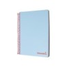 Cuaderno espiral liderpapel a5 micro wonder tapa plastico 120h 90g cuadro 5mm 5 bandas 6 taladros color celeste