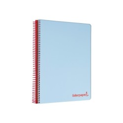 Cuaderno espiral liderpapel a5 micro wonder tapa plastico 120h 90g cuadro 5mm 5 bandas 6 taladros color celeste
