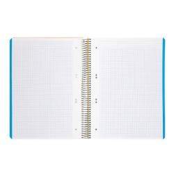Cuaderno espiral liderpapel a5 micro wonder tapa plastico 120h 90g cuadro 5mm 5 bandas 6 taladros color amarillo