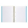 Cuaderno espiral liderpapel a5 micro wonder tapa plastico 120h 90g cuadro 5mm 5 bandas 6 taladros color amarillo