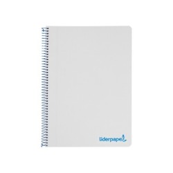 Cuaderno espiral liderpapel a4 wonder tapa plastico 80h 90gr cuadro 4mm con margen color gris