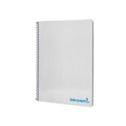 Cuaderno espiral liderpapel a4 wonder tapa plastico 80h 90gr cuadro 4mm con margen color gris