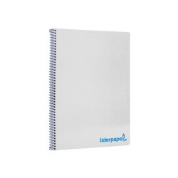 Cuaderno espiral liderpapel a4 wonder tapa plastico 80h 90gr cuadro 4mm con margen color gris