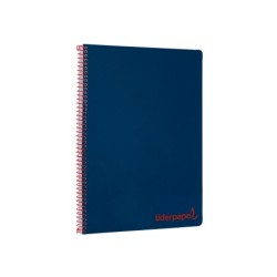Cuaderno espiral liderpapel a4 wonder tapa plastico 80h 90gr cuadro 4mm con margen color azul marino