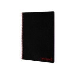 Cuaderno espiral liderpapel a4 wonder tapa plastico 80h 90gr cuadro 4mm con margen color negro