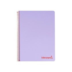 Cuaderno espiral liderpapel a4 wonder tapa plastico 80h 90gr cuadro 4mm con margen color violeta