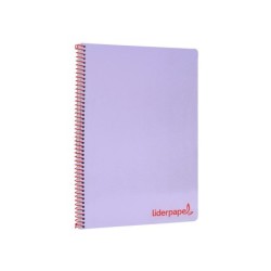 Cuaderno espiral liderpapel a4 wonder tapa plastico 80h 90gr cuadro 4mm con margen color violeta