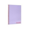 Cuaderno espiral liderpapel a4 wonder tapa plastico 80h 90gr cuadro 4mm con margen color violeta