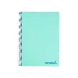 Cuaderno espiral liderpapel a4 wonder tapa plastico 80h 90gr cuadro 4mm con margen color verde