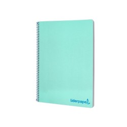 Cuaderno espiral liderpapel a4 wonder tapa plastico 80h 90gr cuadro 4mm con margen color verde
