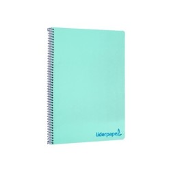 Cuaderno espiral liderpapel a4 wonder tapa plastico 80h 90gr cuadro 4mm con margen color verde