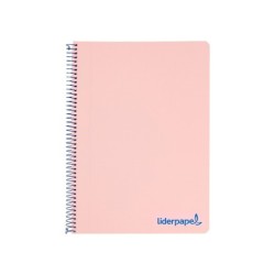 Cuaderno espiral liderpapel a4 wonder tapa plastico 80h 90gr cuadro 4mm con margen color rosa