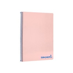 Cuaderno espiral liderpapel a4 wonder tapa plastico 80h 90gr cuadro 4mm con margen color rosa