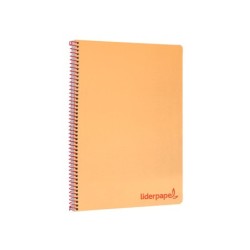 Cuaderno espiral liderpapel a4 wonder tapa plastico 80h 90gr cuadro 4mm con margen color naranja