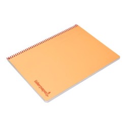 Cuaderno espiral liderpapel a4 wonder tapa plastico 80h 90gr cuadro 4mm con margen color naranja