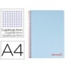 Cuaderno espiral liderpapel a4 wonder tapa plastico 80h 90gr cuadro 4mm con margen color azul