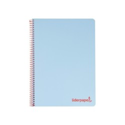Cuaderno espiral liderpapel a4 wonder tapa plastico 80h 90gr cuadro 4mm con margen color azul