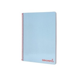 Cuaderno espiral liderpapel a4 wonder tapa plastico 80h 90gr cuadro 4mm con margen color azul