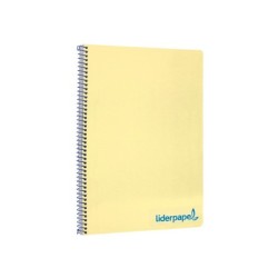 Cuaderno espiral liderpapel a4 wonder tapa plastico 80h 90gr cuadro 4mm con margen color amarillo