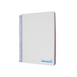 Cuaderno espiral liderpapel a4 micro wonder tapa plastico 120h 90 gr cuadro 5 mm 5 bandas 4 taladros color gris