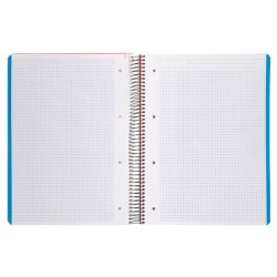 Cuaderno espiral liderpapel a4 micro wonder tapa plastico 120h 90 gr cuadro 5 mm 5 bandas 4 taladros color rojo