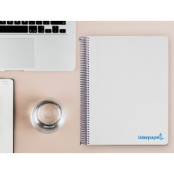 Cuaderno espiral liderpapel a4 micro wonder tapa plastico 120h 90 gr cuadro 5 mm 5 bandas 4 taladros color gris