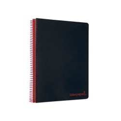 Cuaderno espiral liderpapel a4 micro wonder tapa plastico 120h 90 gr cuadro 5 mm 5 bandas 4 taladros color negro