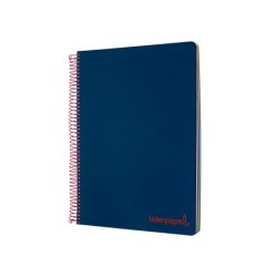 Cuaderno espiral liderpapel a4 micro wonder tapa plastico 120h 90 gr cuadro 5 mm 5 banda4 taladros color azul marino