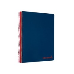 Cuaderno espiral liderpapel a4 micro wonder tapa plastico 120h 90 gr cuadro 5 mm 5 banda4 taladros color azul marino