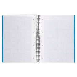 Cuaderno espiral liderpapel a4 micro wonder tapa plastico 120h 90 gr cuadro 5 mm 5 bandas 4 taladros color negro