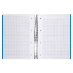 Cuaderno espiral liderpapel a4 micro wonder tapa plastico 120h 90 gr cuadro 5 mm 5 banda4 taladros color azul marino