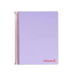 Cuaderno espiral liderpapel a4 micro wonder tapa plastico 120h 90 gr cuadro 5 mm 5 banda4 taladros color lila