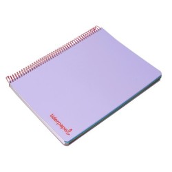 Cuaderno espiral liderpapel a4 micro wonder tapa plastico 120h 90 gr cuadro 5 mm 5 banda4 taladros color lila