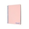 Cuaderno espiral liderpapel a4 micro wonder tapa plastico 120h 90 gr cuadro 5 mm 5 bandas 4 taladros color rosa