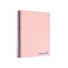 Cuaderno espiral liderpapel a4 micro wonder tapa plastico 120h 90 gr cuadro 5 mm 5 bandas 4 taladros color rosa