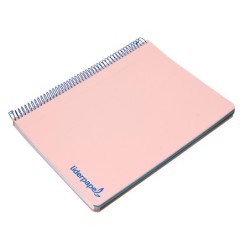 Cuaderno espiral liderpapel a4 micro wonder tapa plastico 120h 90 gr cuadro 5 mm 5 bandas 4 taladros color rosa