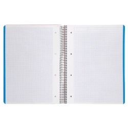 Cuaderno espiral liderpapel a4 micro wonder tapa plastico 120h 90 gr cuadro 5 mm 5 bandas 4 taladros color rosa